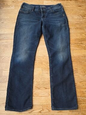 (31/31) Silver Women's Dark Wash Blue Jeans Bootcut Midrise Joga Western Rideo
